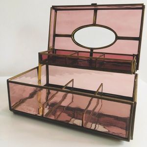 Stained Glass Jewerly Box, Mauve, slight damage